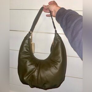 Universal Thread Olive Green Hobo Bag with Gold-Tone Chain Accent